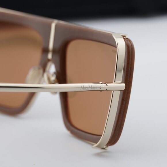 Max Mara JEAN MM0119 56E Square Sunglasses - Havana/Gold/Brown main image 9